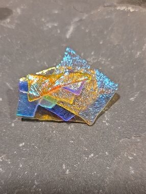 Dichroic Glass Artisan Brooch EUC